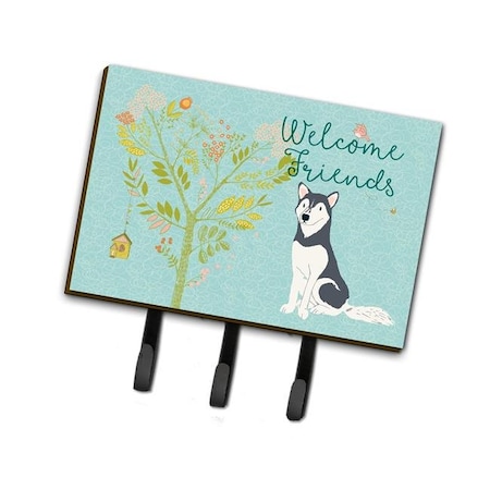 Carolines Treasures BB7594TH68 Welcome Friends Siberian Husky Leash or Key Holder; 6 x 2 x 9 in. BB7594TH68